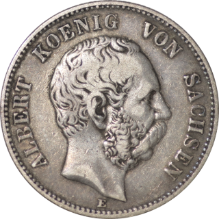 Allemagne - Saxe, Albert (1873-1802), 2 Marks 1877 E