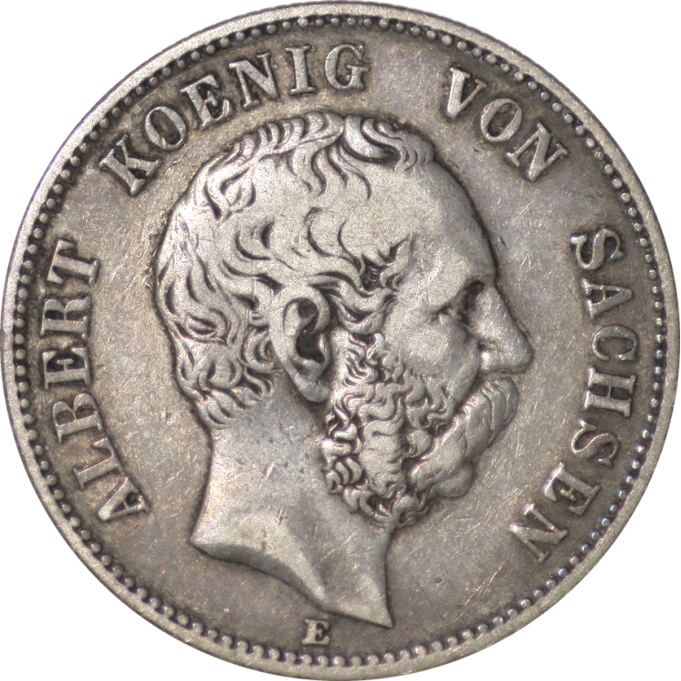Allemagne - Saxe, Albert (1873-1802), 2 Marks 1877 E