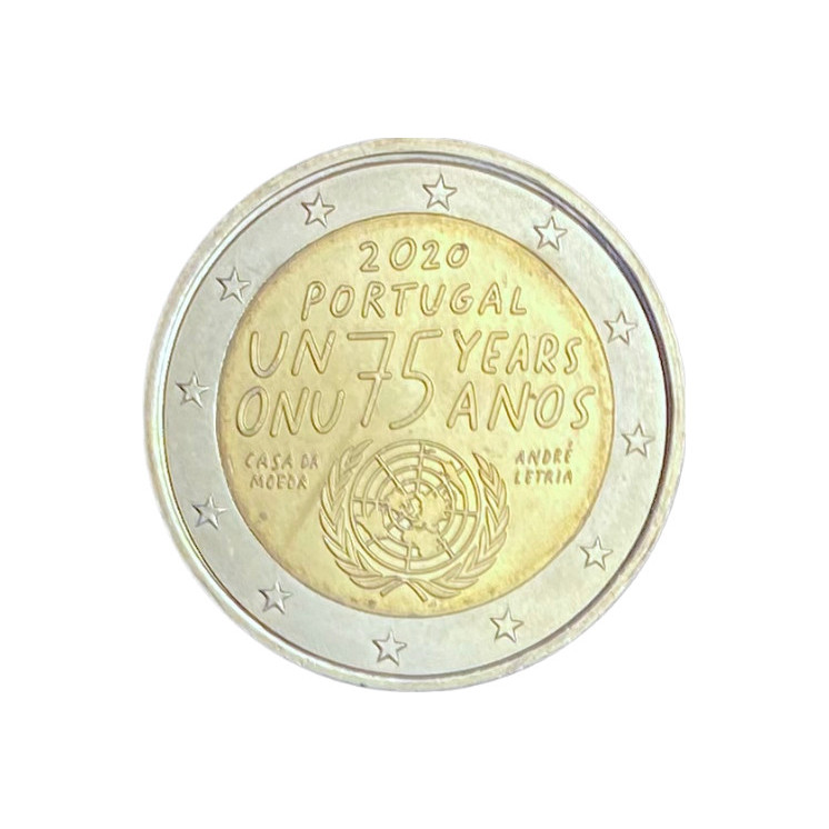 2020 - Portugal, 2 euros 75 ans de l'ONU