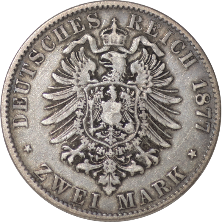Allemagne - Saxe, Albert (1873-1802), 2 Marks 1877 E