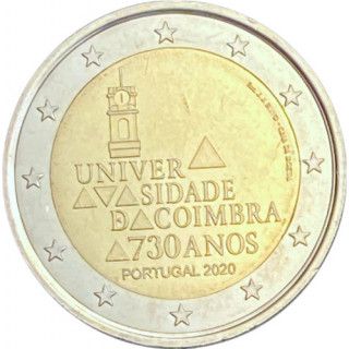 2020 - Portugal, 2 euros 730ème Anniversaire de l'Université de Coimbra