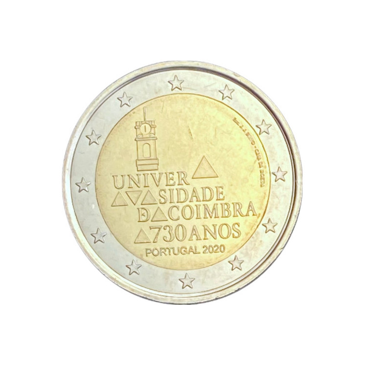 2020 - Portugal, 2 euros 730ème Anniversaire de l'Université de Coimbra