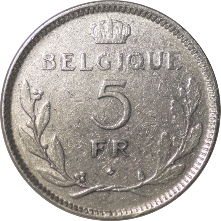 Belgique - Leopold III (1934-1950), 5 Francs 1936