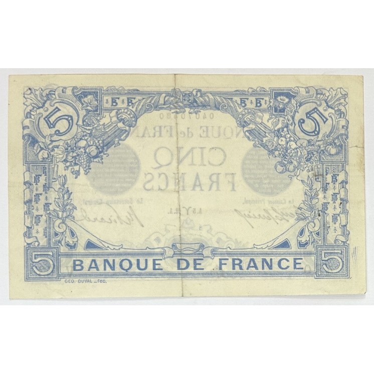 France - 5 Francs Bleu 1912