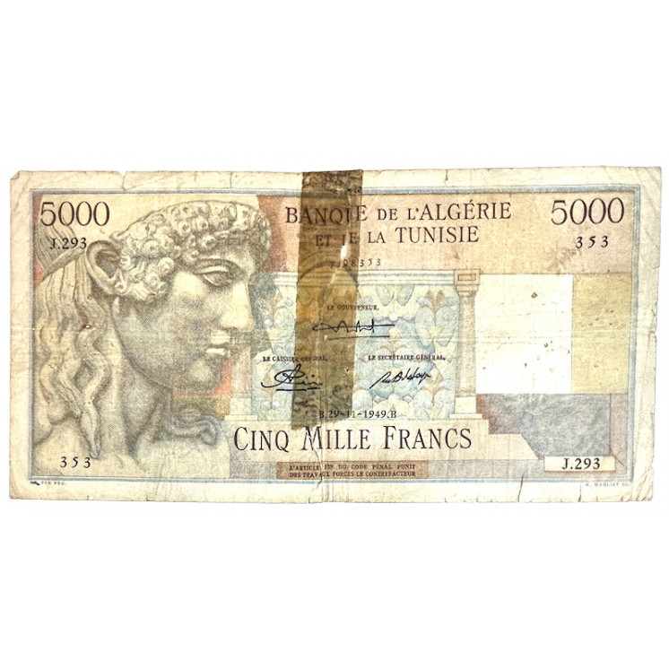 Billet 5000 Francs Algérie et Tunisie 29-11-1949