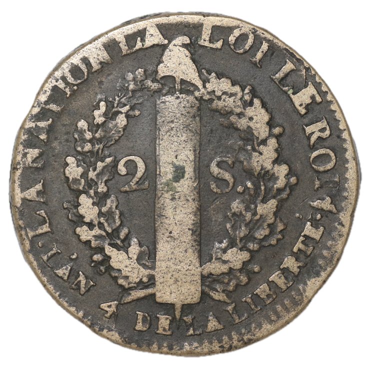 France - Louis XVI (1774-1791), 2 Sols 1792 W (Lilles), An 4