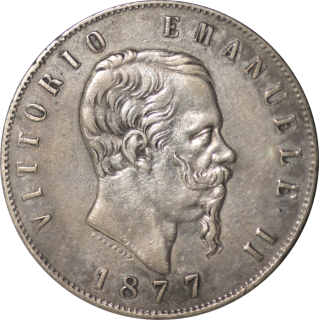 Italie - Victor Emmanuel II (1861-1878), 5 Lire 1877
