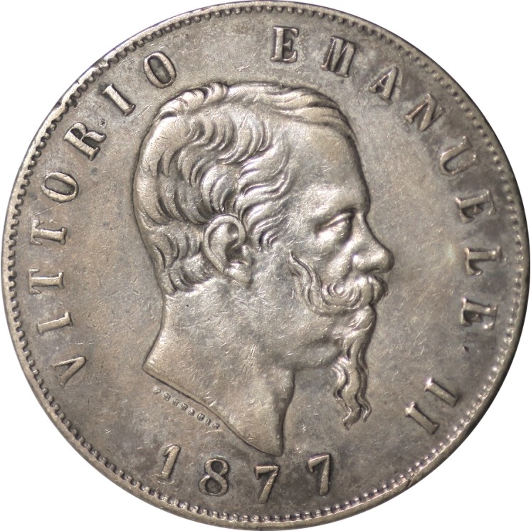 Italie - Victor Emmanuel II (1861-1878), 5 Lire 1877
