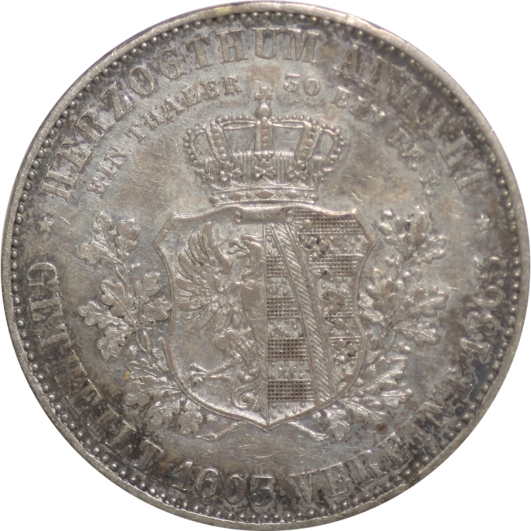 Allemagne - Anhalt Dressas, Thaler 1863 A (Berlin), 20 300 ex.