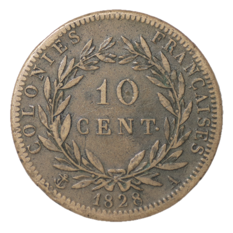 France - Colonies, Charles X (1824-1830), 10 Centimes 1828