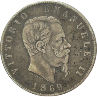 Ecu de 5 Lire Victor Emmanuel II Italie 1869