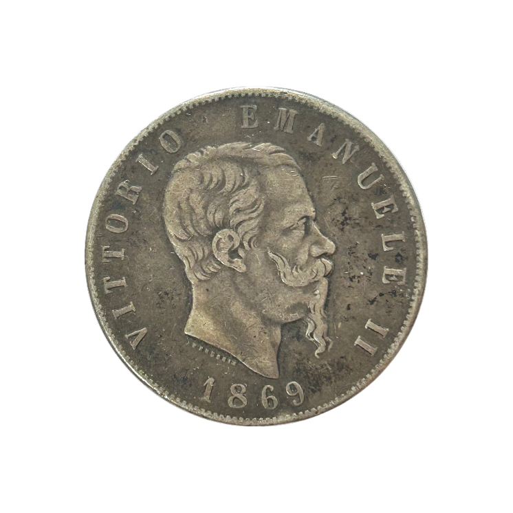 Ecu de 5 Lire Victor Emmanuel II Italie 1869