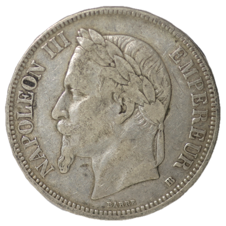 France - Napoléon III (1848-1870), 5 Francs 1869 BB (Strasbourg)