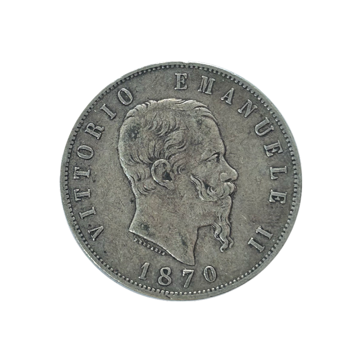 Ecu de 5 Lire Victor Emmanuel II Italie 1870