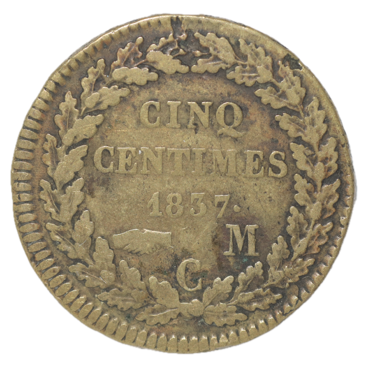 Monaco - Honore V, 5 Centimes 1837 MC