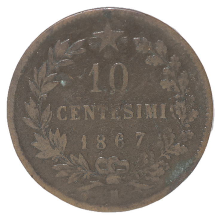Italie - Victor Emmanuel II (1861-1878), 10 Centesimi 1867