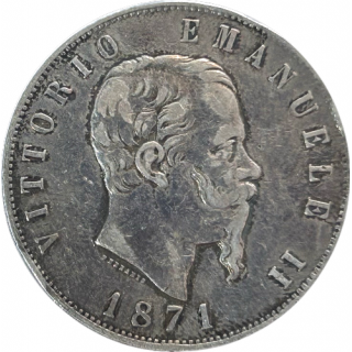 Ecu de 5 Lire Victor Emmanuel II Italie 1871