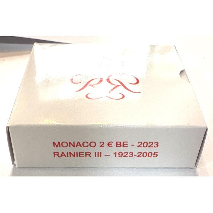 2 Euros Monaco 2023, 100 ans de Rainier III, Coffret Rouge réservé aux monégasques