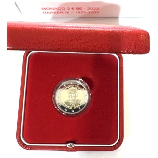 2 Euros Monaco 2023, 100 ans de Rainier III, Coffret Rouge réservé aux monégasques