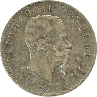 Ecu de 5 Lire Victor Emmanuel II Italie 1871