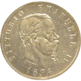 Ecu de 5 Lire Victor Emmanuel II Italie 1874