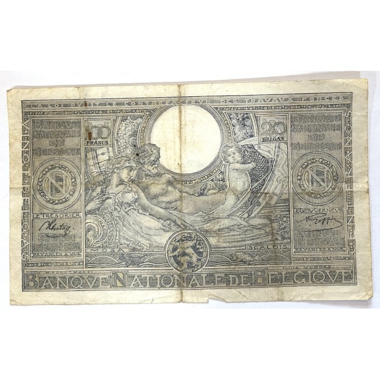 Belgique - 100 Francs ou 20 Belgas, 01-07-43