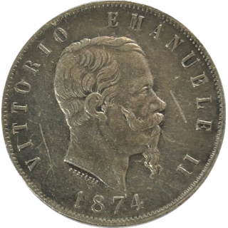 Ecu de 5 Lire Victor Emmanuel II Italie 1874