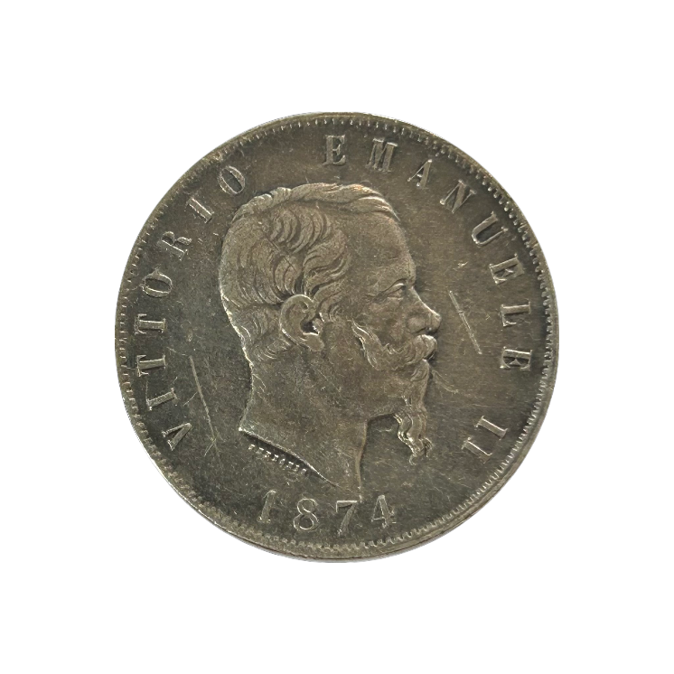 Ecu de 5 Lire Victor Emmanuel II Italie 1874