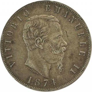 Ecu de 5 Lire Victor Emmanuel II Italie 1874