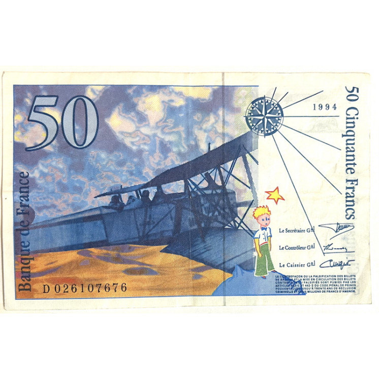 Billet de 50 Francs Antoine de Saint Exupéry 1994