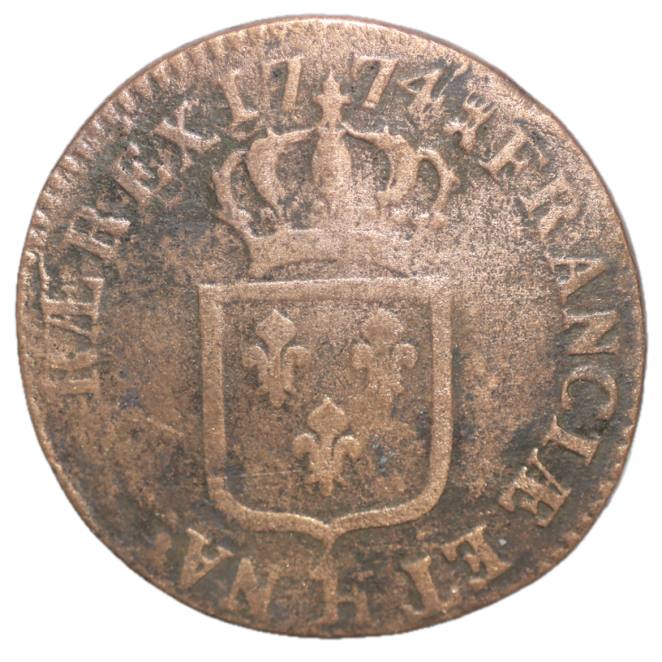 France - Louis XV Sol à la vieille tête 1774 H (La Rochelle)