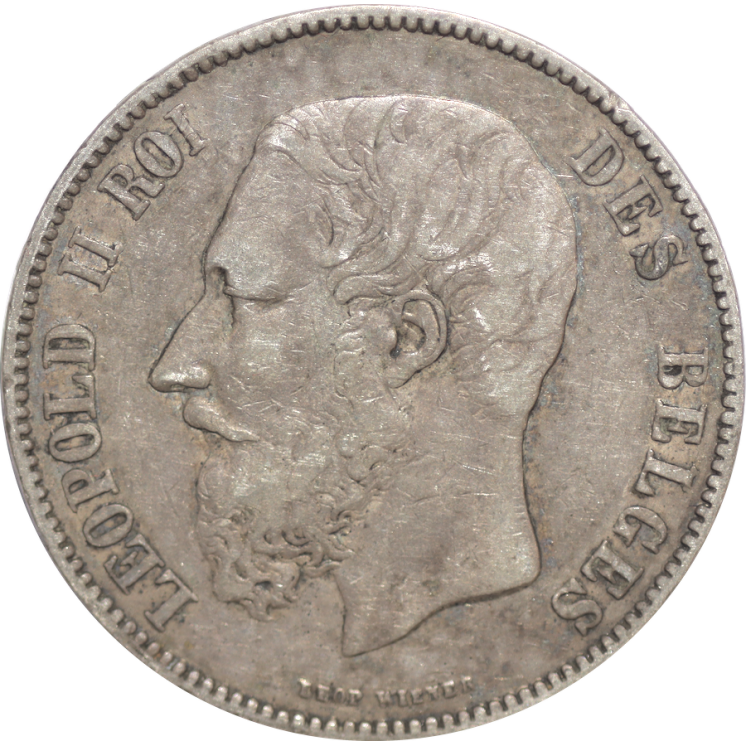 Belgique - 5F Leopold II 1873