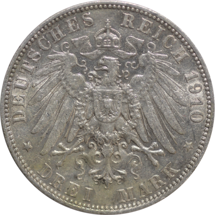 Allemagne - Friedrich August König V, 3 Mark 1910