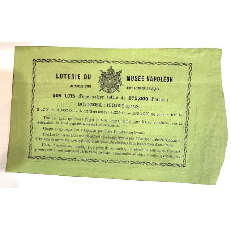 Billet de 25 centimes Loterie du Musée Napoléon 1863