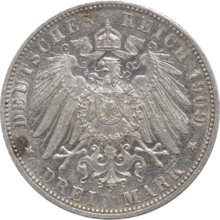 Allemagne - Wilhelm II 1909, 3 Mark