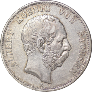 Allemagne, Saxe - Albert (1873-1902) 5 Marks 1889 E (Dresde)