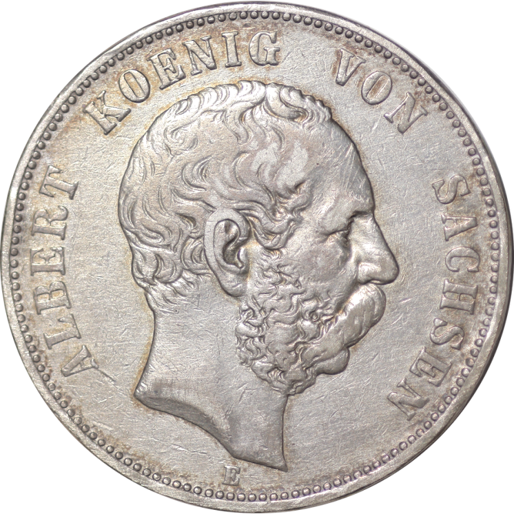 Allemagne, Saxe - Albert (1873-1902) 5 Marks 1889 E (Dresde)