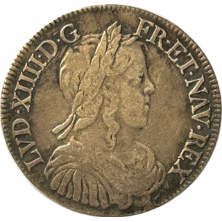 1/2 Ecu Louis XIV 1651 G (Poitiers)