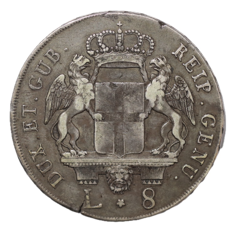 Italie - Gênes République 8 Lire 1796
