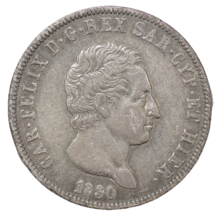 Italie - Sardaigne Charles Félix (1821-1831), 5 Lire 1830 T