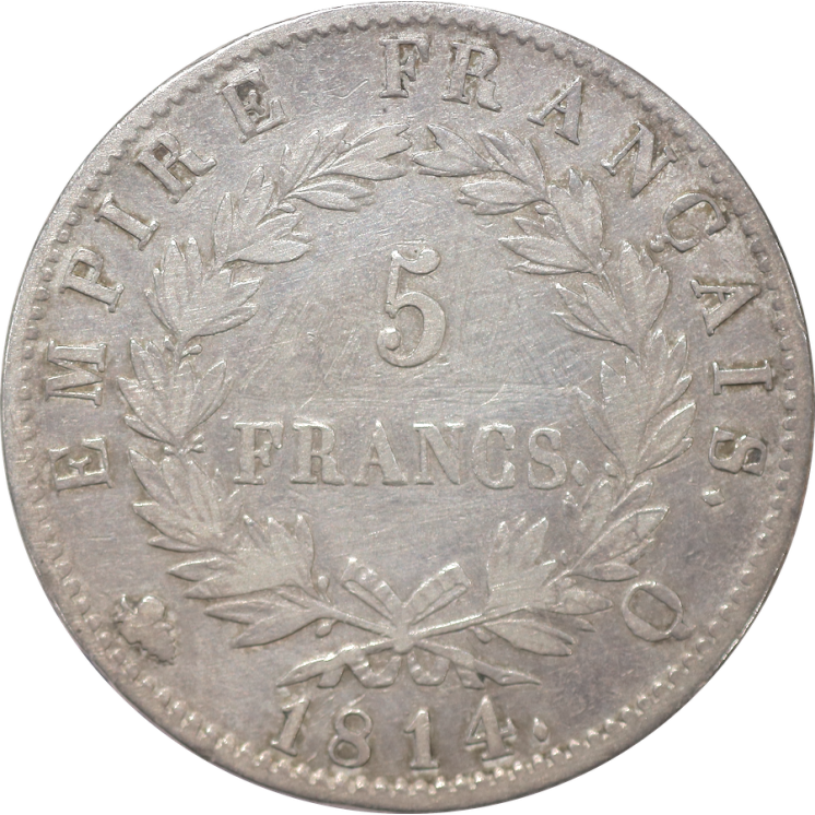 France - Napoléon Ier 1804-1814 5 Francs 1814 Q (Perpignan)