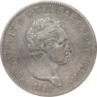 Italie - Sardaigne Charles Félix 1821-1831 5 Lire 1830 T