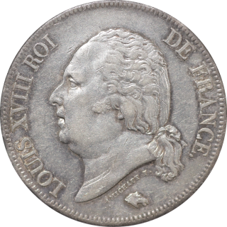 France - Louis XVIII 5 Francs 1824 A (Paris)