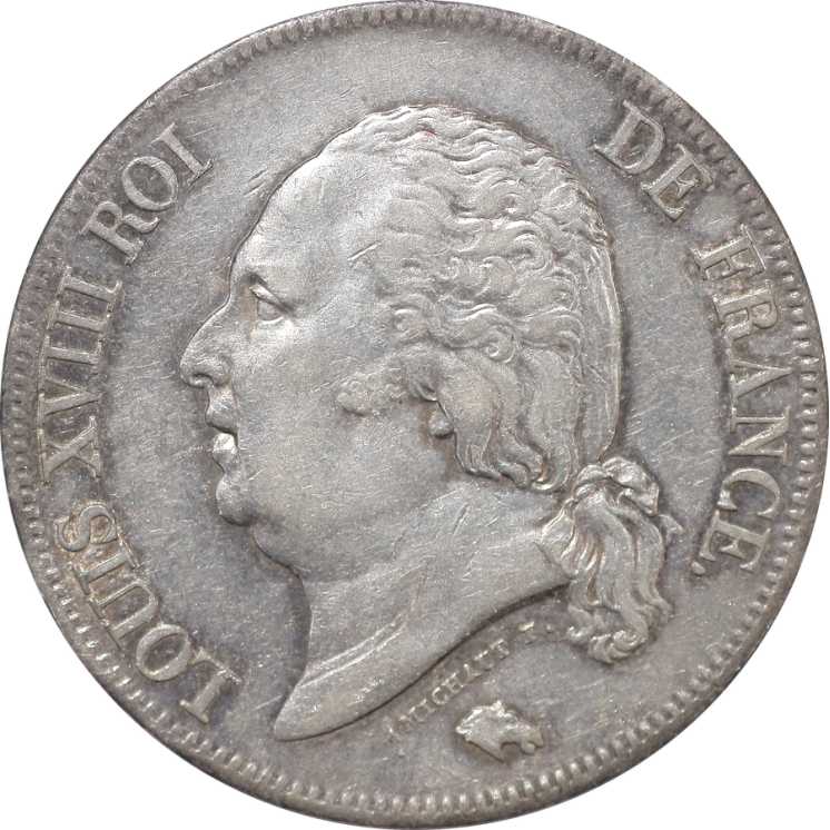 France - Louis XVIII 5 Francs 1824 A (Paris)