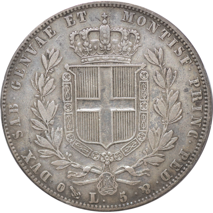 Italie - Sardaigne, Charles Félix (1821-1831) 5 lire 1847