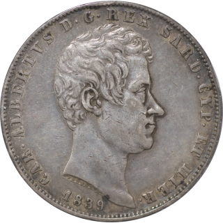 Italie - Sardaigne, Charles Félix (1821-1831), 5 Lire 1839