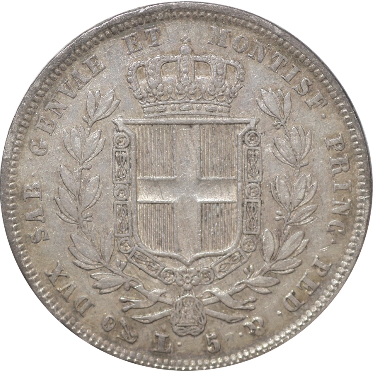 Italie - Sardaigne, Charles Félix (1821-1831), 5 Lire 1832