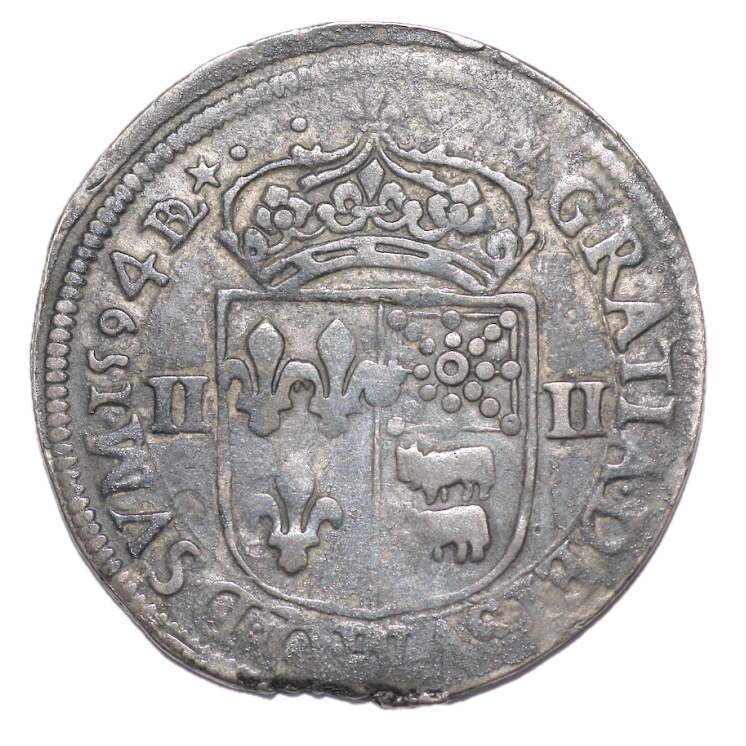 France - Henri IV, 1/4 d'Ecu 1594 du Béarn