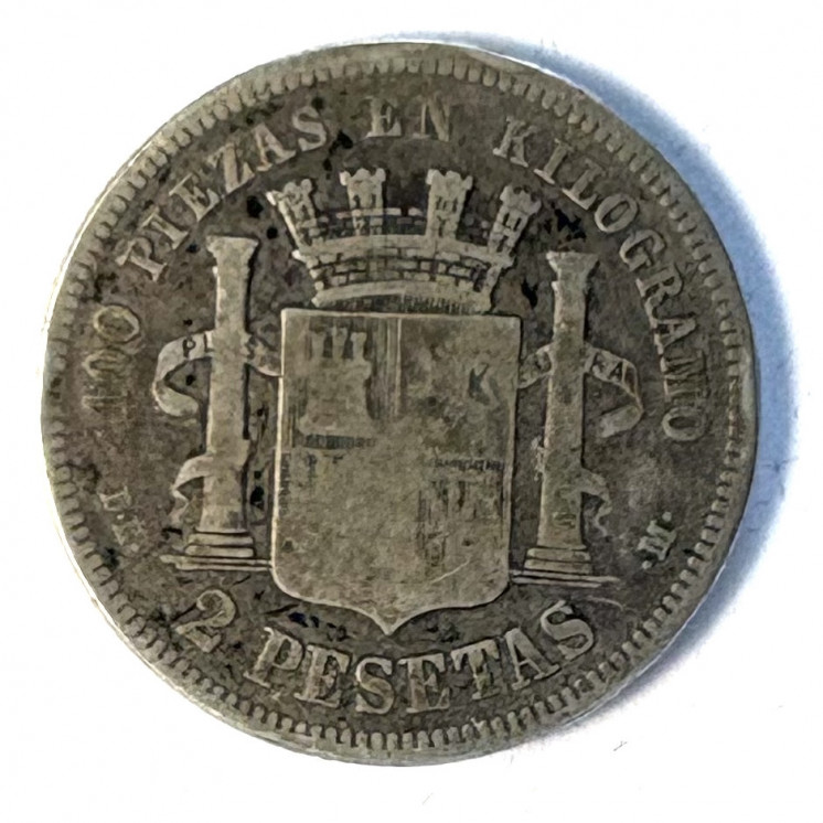 2 Pesetas 1870 Argent