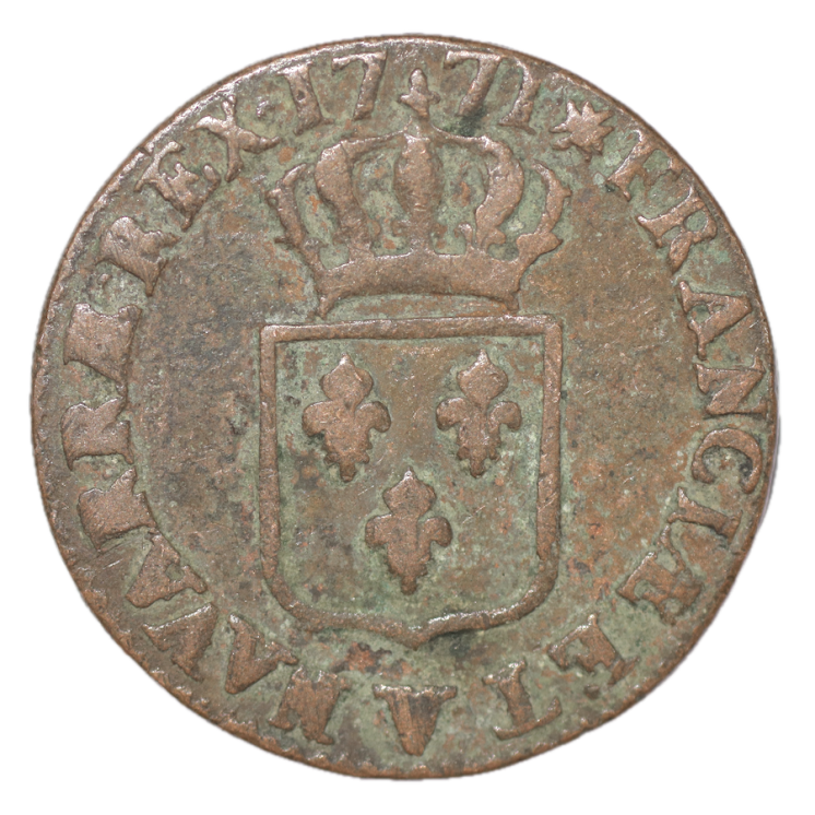 France - Louis XV, Sol à la vieille tête, 1771, V (Troyes)